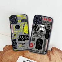 star wars black sketch personality label phone case for iphone 13 12 11 pro max mini xs 8 7 plus x se 2020 xr matte transparent