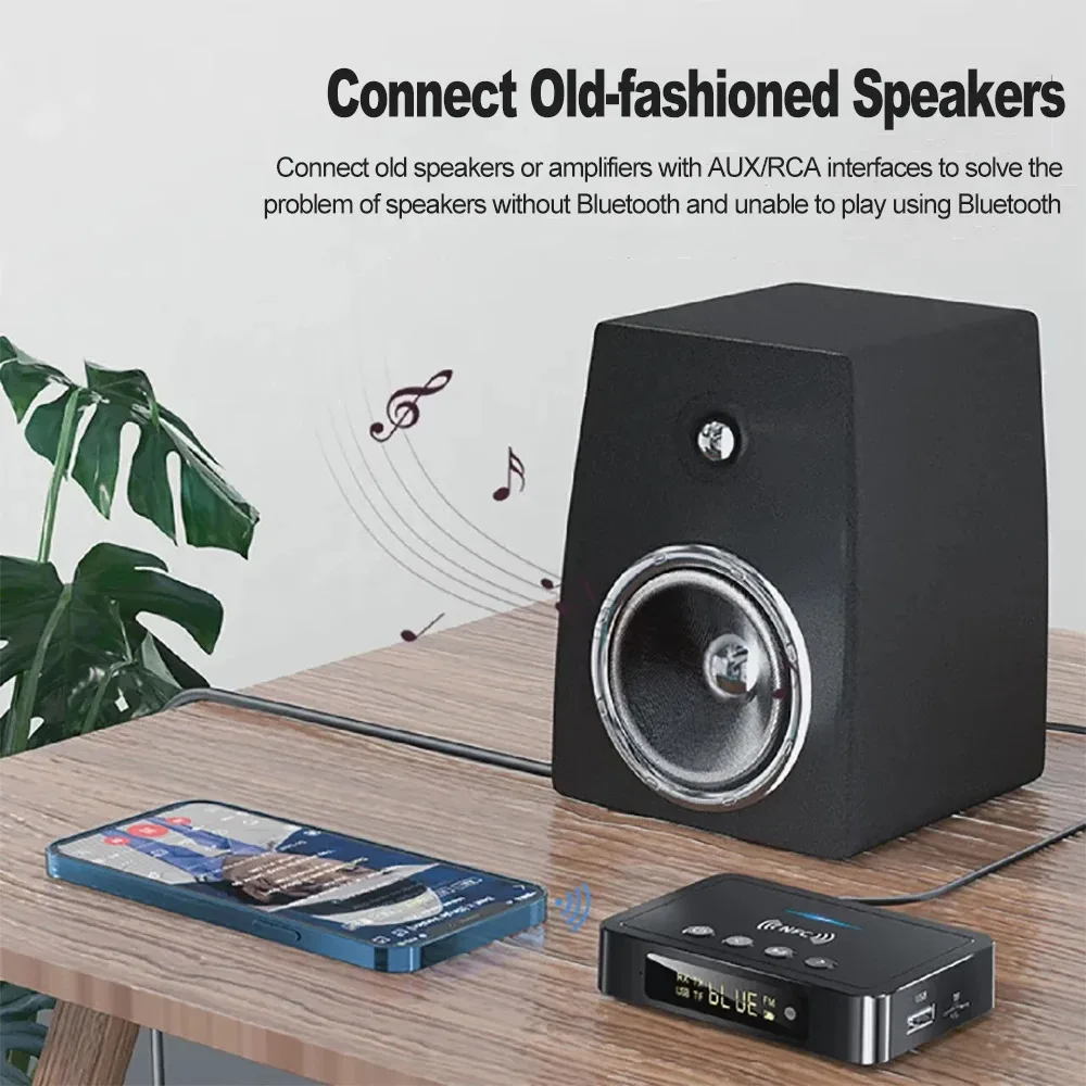 Фото NFC Bluetooth 6.0 приемник-передатчик беспроводной адаптер FM стерео AUX 3,5 мм оптический коаксиальный TF/U-диск пульт дистанционного управления для ТВ ПК №3