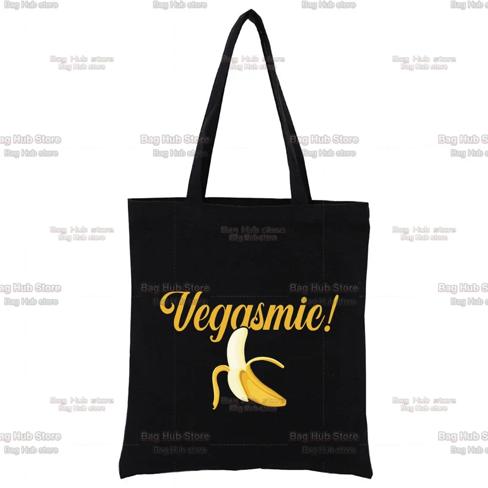 Забавная Милая винтажная женская сумка для покупок веганов черная Холщовая