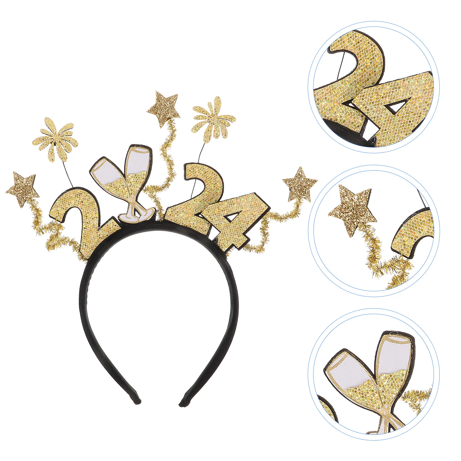 

2024 New Year Hair Hoops Accessories Headbands Years Eve Party Supplies Decor Ties