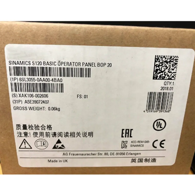 

Оригинальная новая электронная панель управления BOP20 6SL3055-0AA00-4BA0 6SL3 055-0AA00-4BA0 Гарантия один год