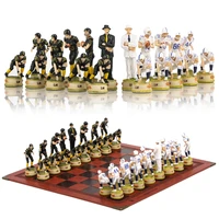 rugby theme chess resin board game toy table luxury knight collection gift with board chess painted character style chess pieces