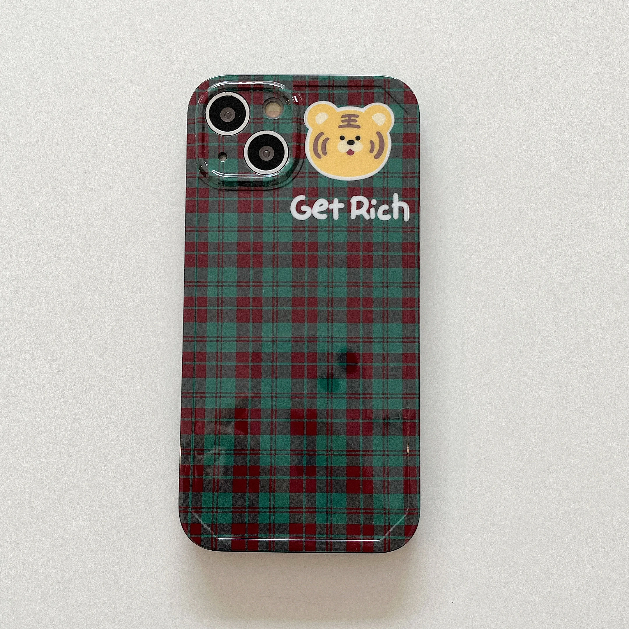 

Vintage Tartan Pattern Tiger Bear Case for iPhone 11 12 13 Pro Max 8 7 Plus Xr Xs Max X SE 2020 12 Mini Soft Back Cover Capa