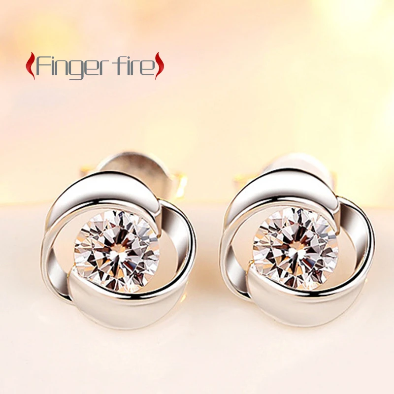 

Fashion Silver Plated Corrugated Shape Clear Delicate Stud Earrings for Women Wedding Anniversary Gift Beach Party Jewelry