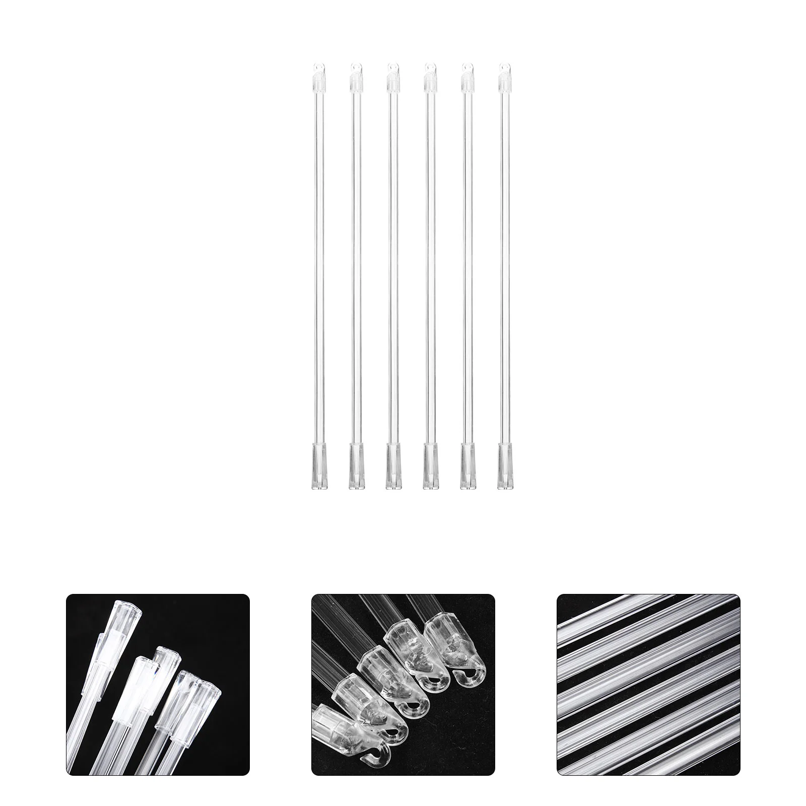 

6 Sets White Blinds Vertical Headrail See Through Curtains Rod Replacement Wand Holder