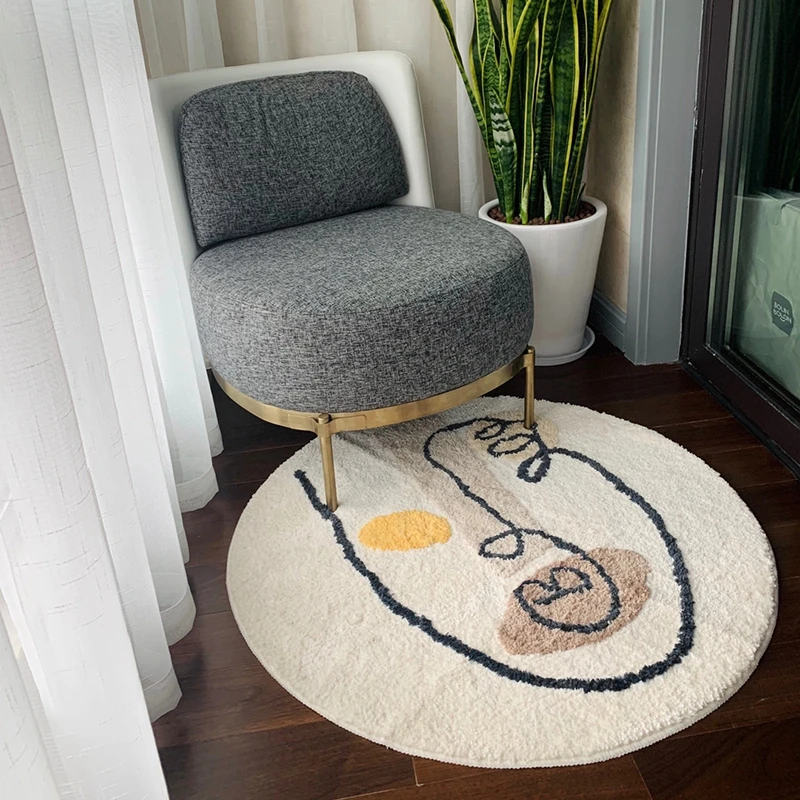 

Round Tatami Parlor Mat Velvet Anti-Slip Bath Rugs Water Absorption Doormat Living Room Floor Rug Hallway Carpet Tapis de Bain