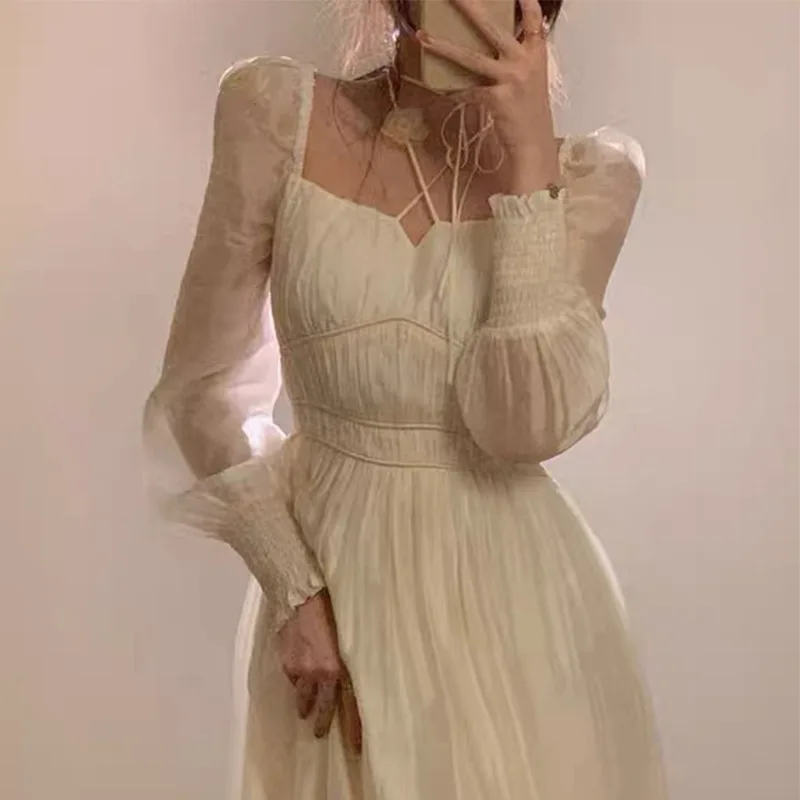 

Temperament fleeing princess fairy first love dress temperament goddess Fan lady to take a long skirt dress for womenvestidos