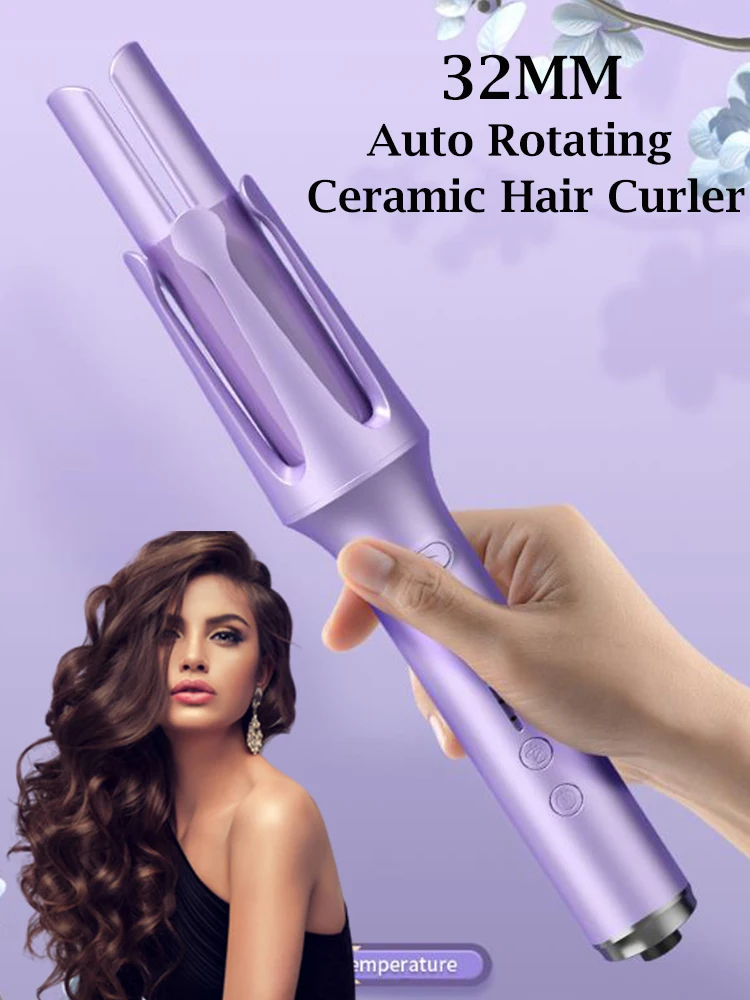 32mm Auto Hair Curling Iron Ceramic Rotating Automatic Hair Curler Big Wave Hair Waver Iron Negative Ion Hair Wand Styler