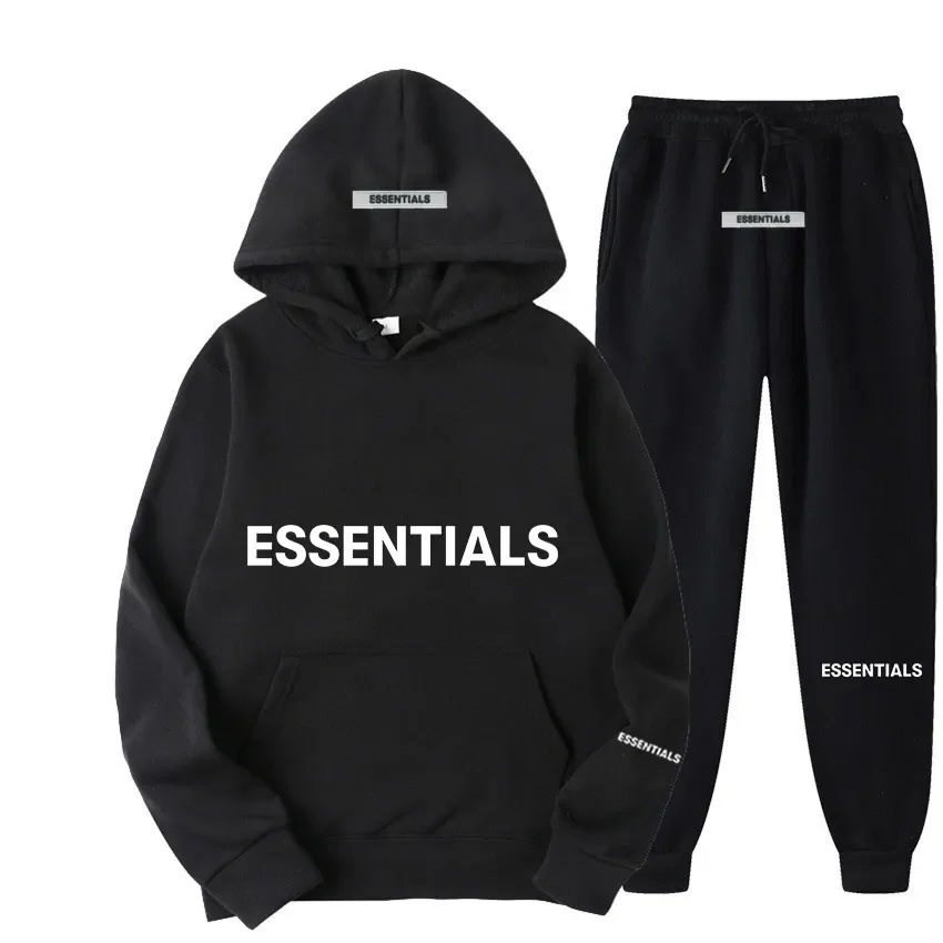 

ESSENTIALS HOODIE SET Men's and Women's Sweatshirt Reflective Letter Printing Brushed Super Dalian Hoodie Fashion Hip Hop Street