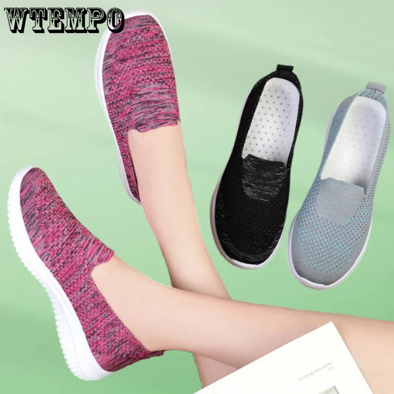 

WTEMPO Summer Mesh Knitting Sneakers Women Breathable Non-slip Casual Flats Lightweight Comfortable Running Shoes Dropshipping
