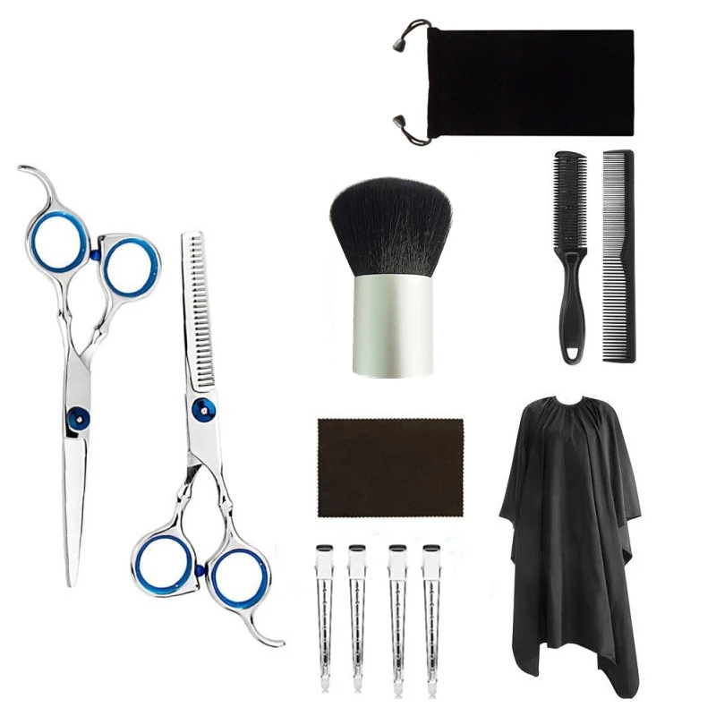 

Professional Hair Scissors Set, Hair Cutting Shears, Thinning Shears, Hair Razor Comb, Comb, Clips For Home Salon
