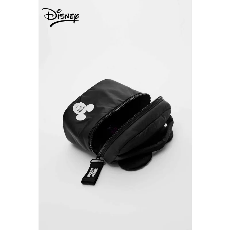 Disney Mickey Mouse Cosmetic Bag Black Toiletry Bag Feather Material Soft Cute Storage Bag Minimalist Style for Girls