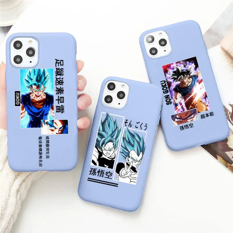 

Dragon Ball Z GOKU Vegeta GOGETA Phone Case for iPhone 13 12 mini 11 Pro Max X XR XS 8 7 6s Plus Candy purple Silicone cover
