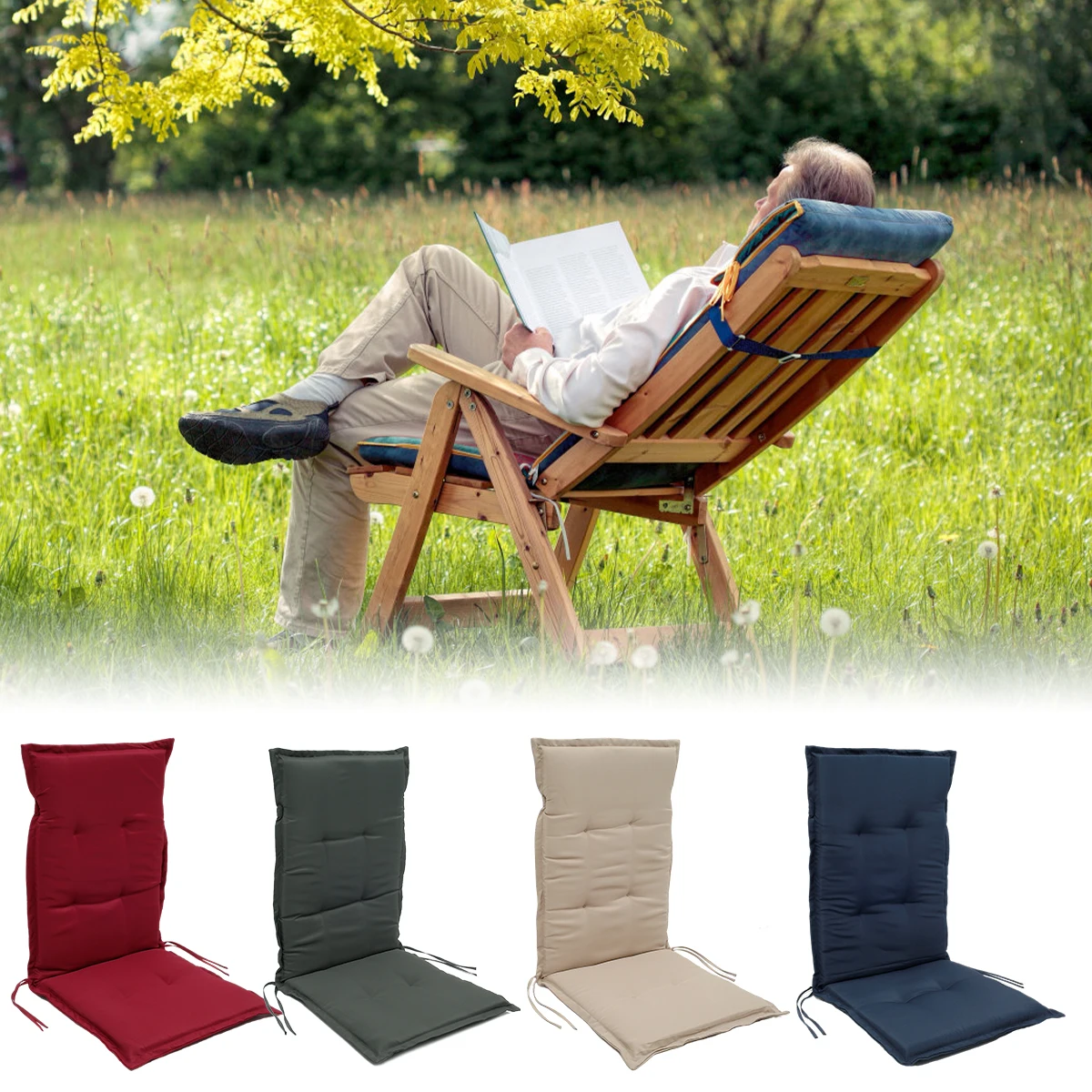 

2/4Pcs Lounger Chair Seat Pad Lounger Chair Cushion Anti-Slip Oxford Cloth Patio Chair Cushion Waterproof Chair Sofa Cushion