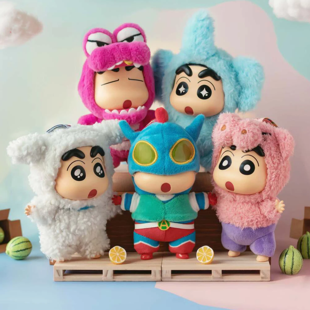 Фото Оригинальная серия Crayon Shin-chan: Виниловые фигурки для переодевания, плюшевые игрушки, милые виниловые подвески, аниме-фигурки, куклы, таинственная коробка №1