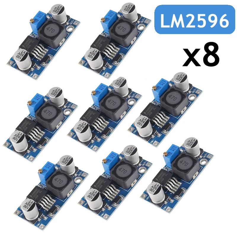 

8Pcs LM2596 DC DC Step Down Converter Voltage Regulator Voltmeter 3.0~40V to 1.5-37V Buck Adapter Adjustable Power Supply