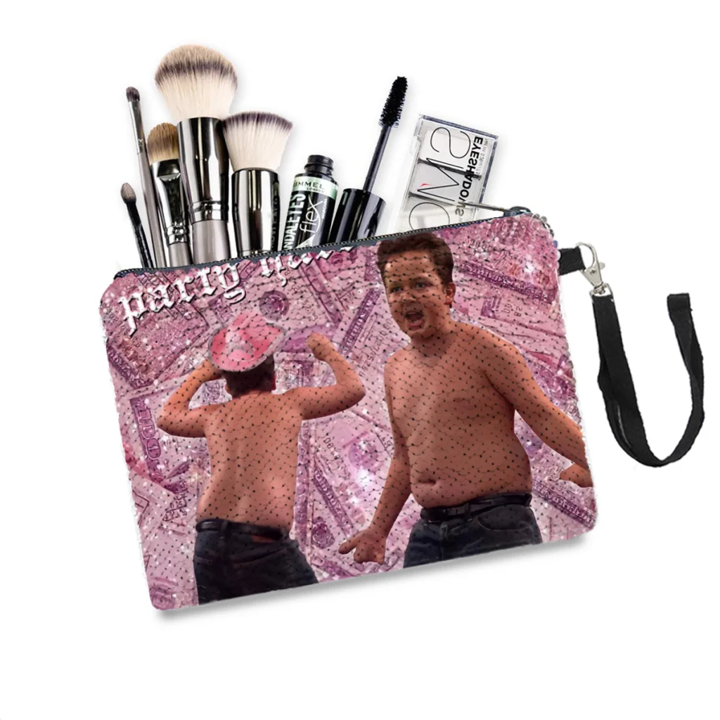 

Gibby Sequins Makeup Bag Icarly Freddie TV Women Girl Glitter Portable Cosmetic Bag Zipper Organizer Pouchs Travel Storage