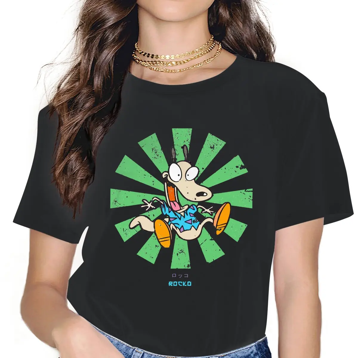 

Dog Women's T Shirt Rockos Modern Life Humor Tee Shirt Short Sleeve Round Collar T-Shirt Summer Clothing