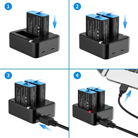 Для Gopro Hero 12 11 10 9, черное умное зарядное устройство с двумя портами и USB-кабелем, аксессуары для камеры Go Pro