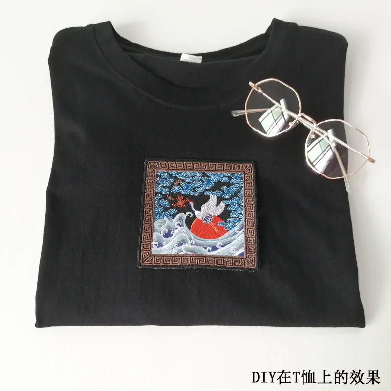 Нашивка с крыльями летящего крана птицы железная нашивка для одежды