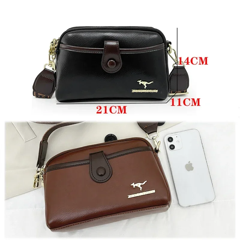 Кожаные сумки через плечо на молнии новые модные Женский вместительный кошелек и