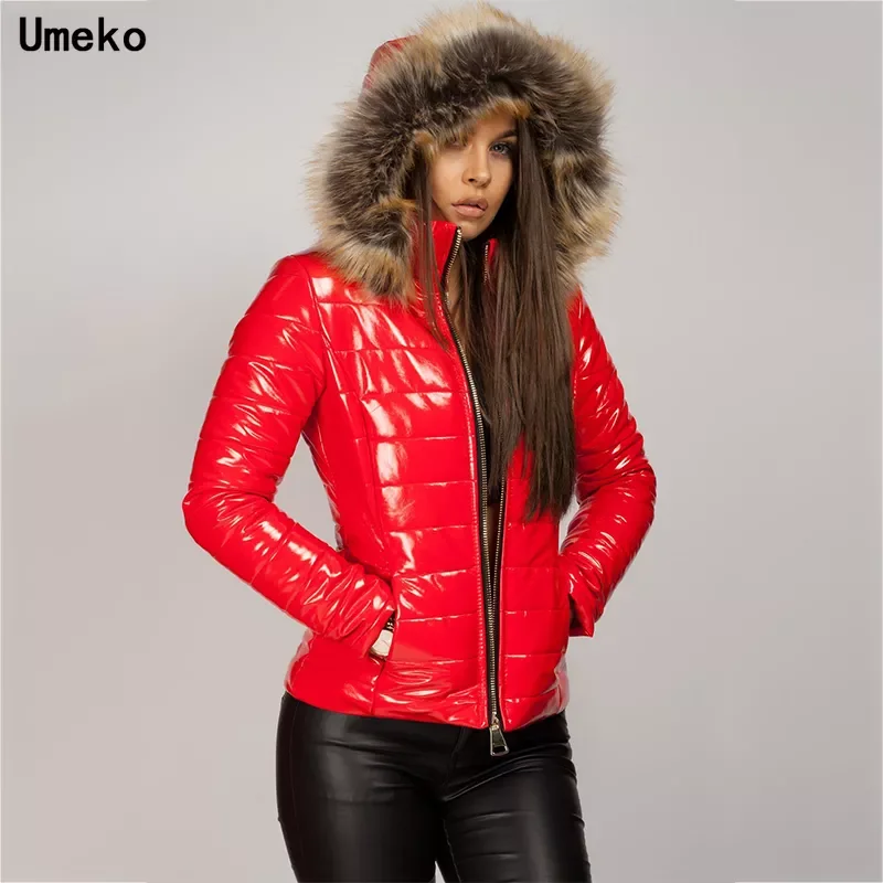 New2022 Slim Outwear Jacket Parkas Winter Women Fur Collar Parkas Jackets Fashion Hooded Thicken Warm Padded Coat Female Lady