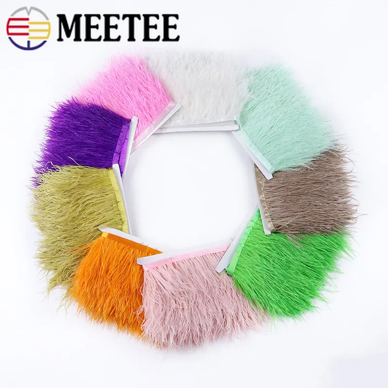 

1/2Meters Ostrich Feathers Trim Decoration Tassel Ribbon DIY Handmade Dance Performance Clothing Dresses Wedding Accessories