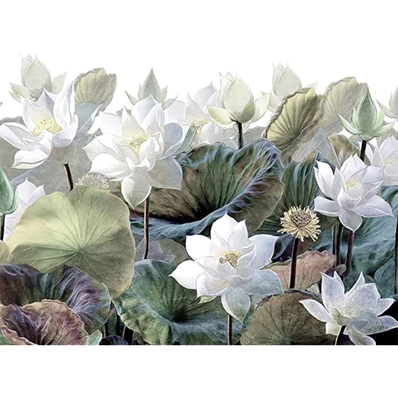 

5D Diamond Painting Flower Lotus Full Square Round Drill Embroidery Diamond Mosaic Rhinestone Cross Stitch Kit Home Decoration