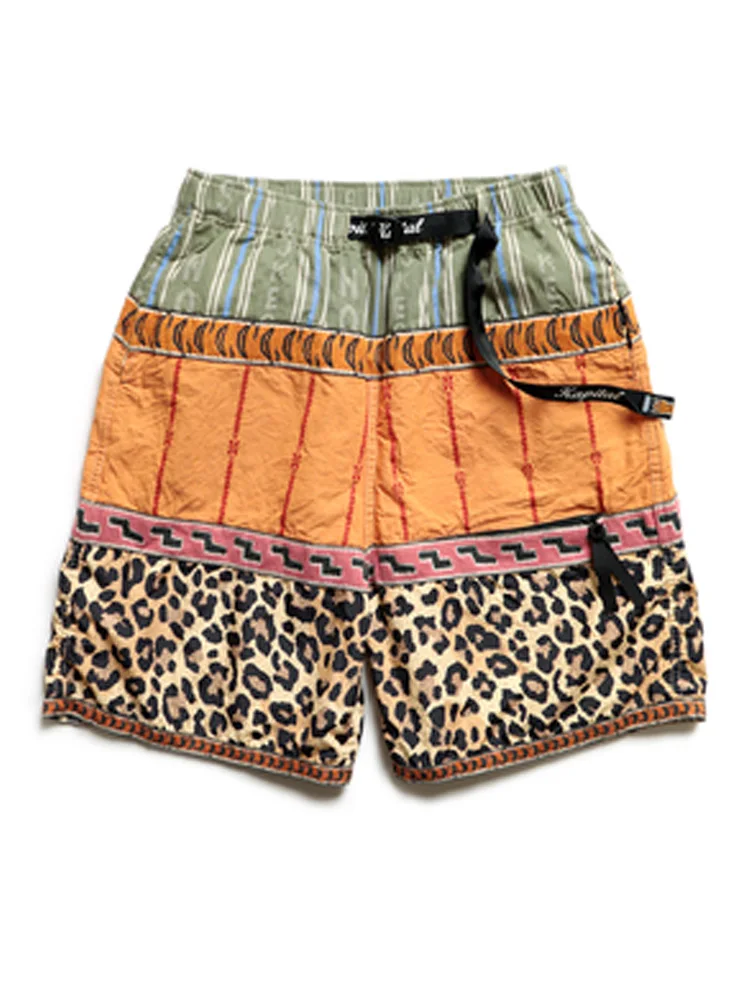 Kapital Japanese Style Hawaiian Beach Tiger Leopard Stitching Japanese Fashion Casual Shorts Men's Camouflage Loose Beach Pants