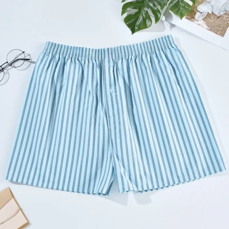 4XL Mens Underwear Men Boxers Shorts Casual 100% Cotton Sleep Underpants Arrow Panties Striped Plaid Loose Comfortable Homewear