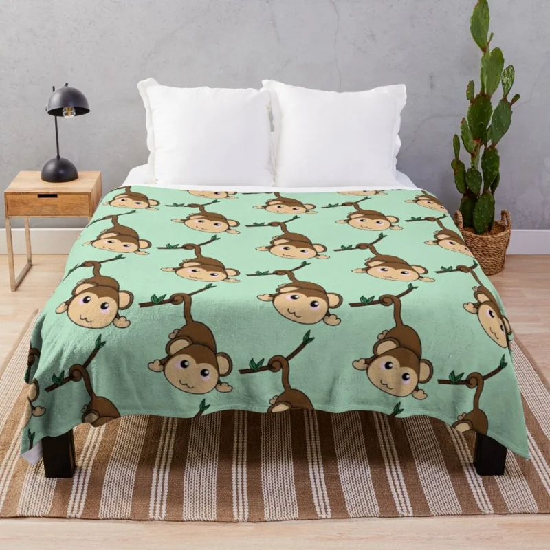 

Cute little monkey Throw Blanket Quilt Blanket