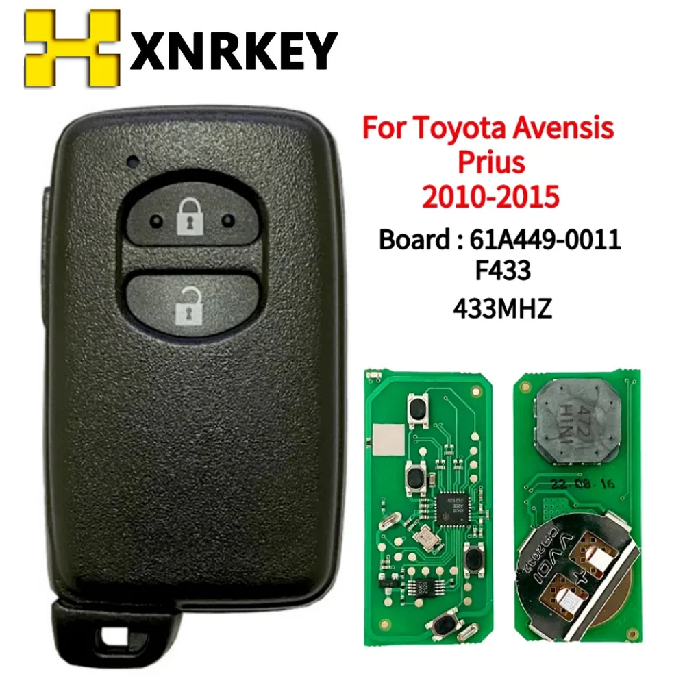 XNRKEY для Toyota Avensis Prius 2010-2015дистанционный умный бесконтактный ключ fob 433 МГц чип ID4D 2 кнопки 61A449-0011 F433 B74EA B75EA