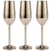 6Pcs/Set Shatterproof Champagne Glasses Brushed Gold Wedding Toasting Champagne Flutes Drink Cup Party Marriage Wine