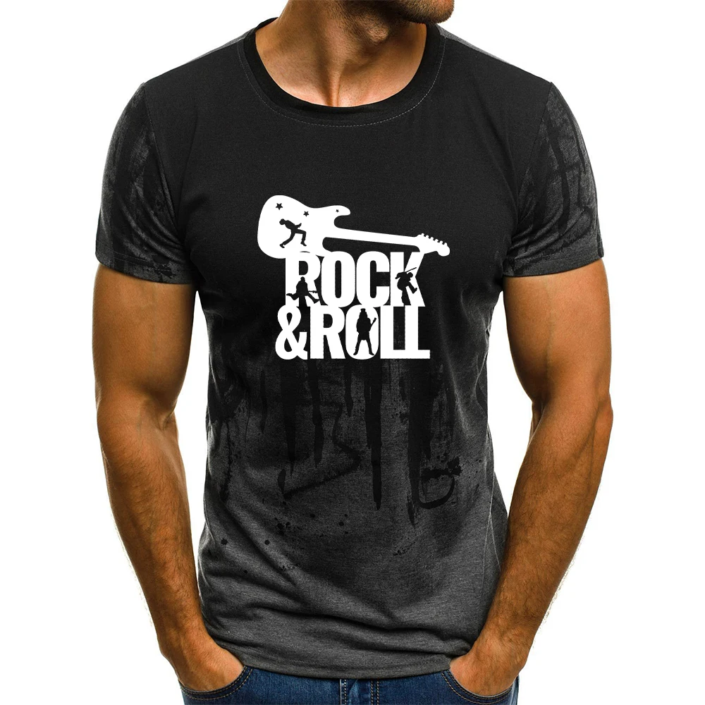 

Summer Men's T-shirt New Fashion Trendy Casual Rock Printing Hip-hop Splash Ink Short Sleeved O-neck Tops XS-3XL