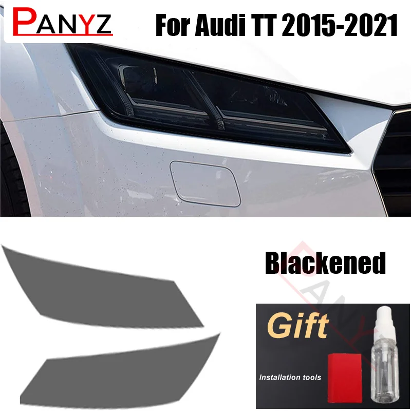 

Пленка для автомобильной фары 2 шт., Прозрачная Черная самовосстанавливающаяся наклейка из ТПУ для Audi TT, TTS, TTRS, MK3, 8S, 2015, аксессуары