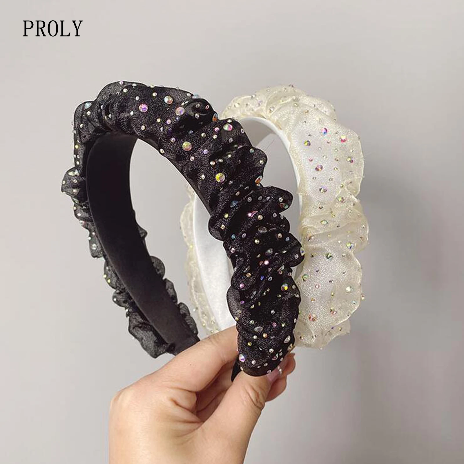 

PROLY New Fashion Hairband For Women Mesh Point Headband Casual Soft Pleated Turban Light Headwear Girls Hair Accessories