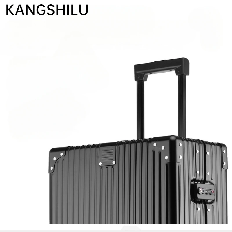 KANGSHILU New 20'' Inch Aluminum Magnesium Alloy Trolley Case Customs Lock Universal Luggage Women's Travel Offers with Wheels