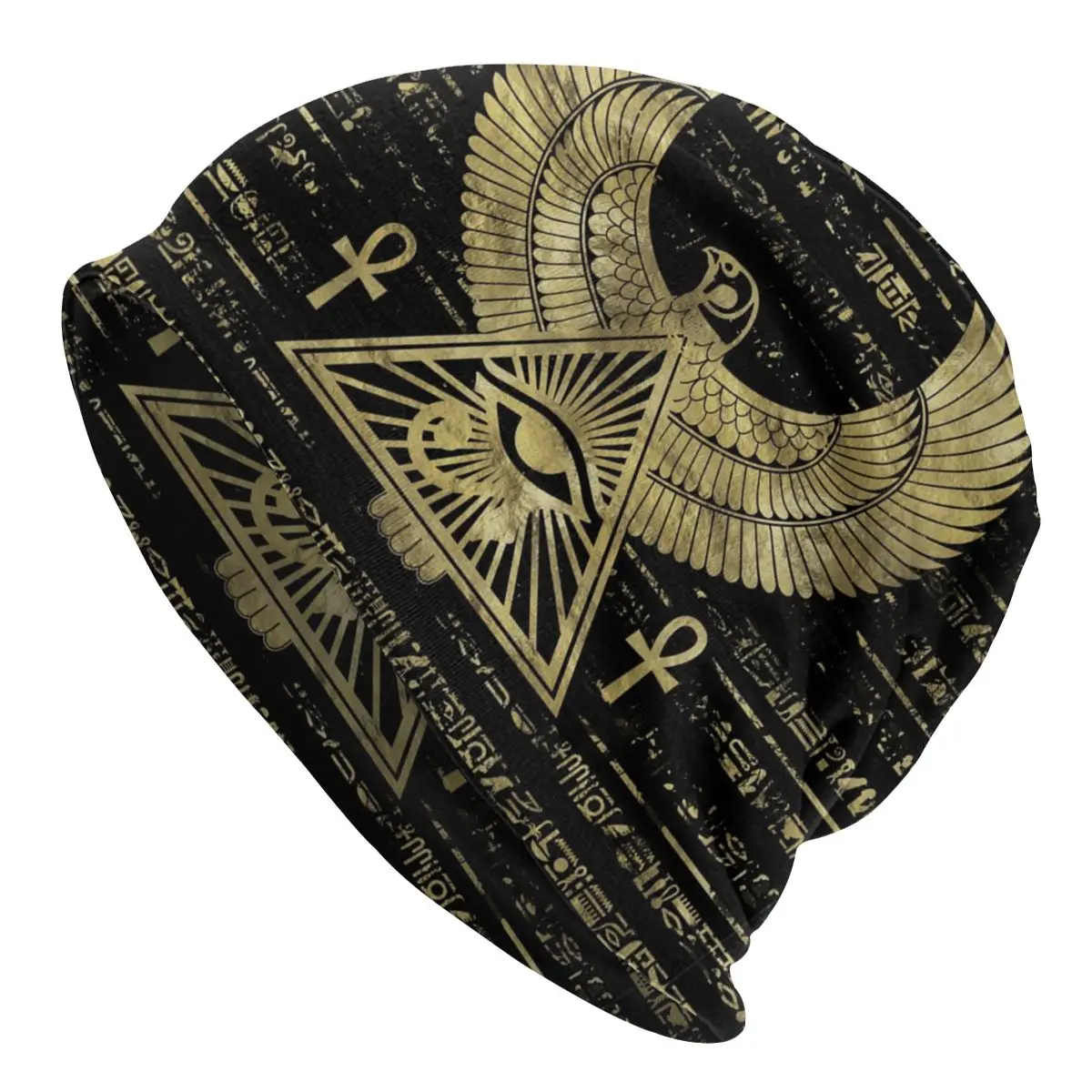 

Egyptian Eye Of Horus Hieroglyphics Beanie Ancient Egypt Knit Hat Breathable Hip Hop Printed Outdoor Hats for Teenager Gorra