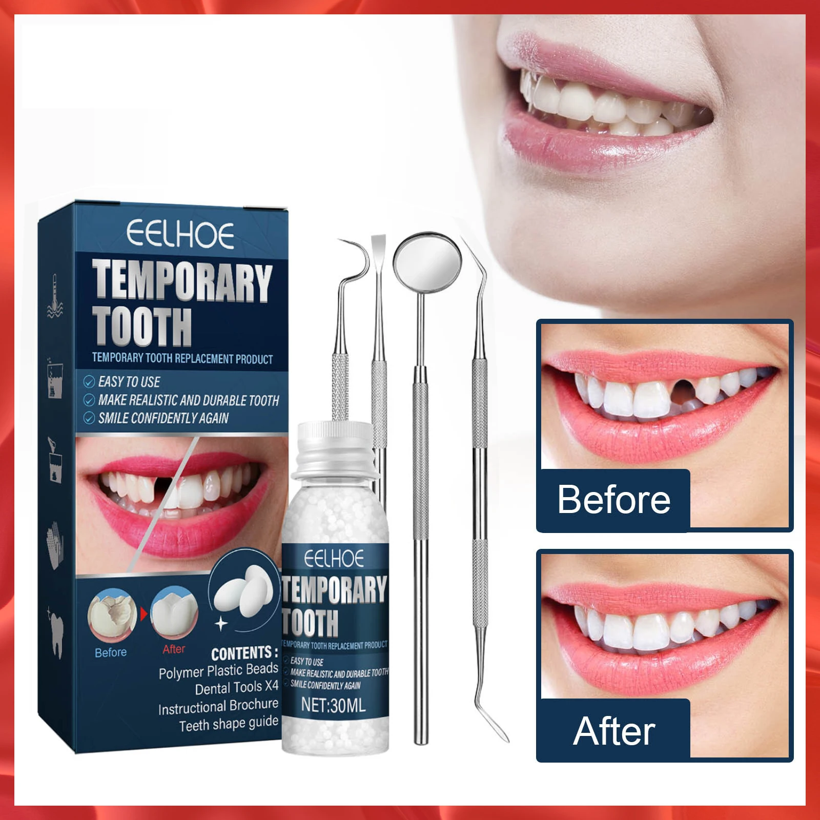 Temporary Tooth Repair Set Solid Denture Adhesive Glue DIY Teeth Glue Missing Broken Lost Moldable Repair Dentes Gap Tooth Glue
