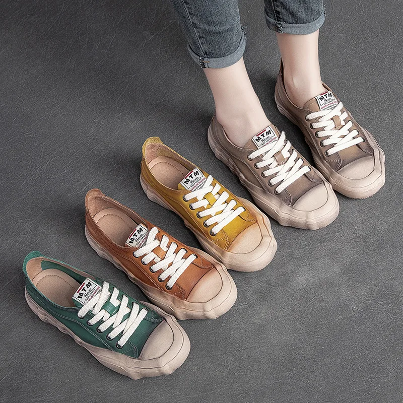 

Casual Leather Flats Women Loafers Lazy Shoes For Women Handmade Genuine Leather Women Low Heels Shoes Soft Wedge Ladies 2022