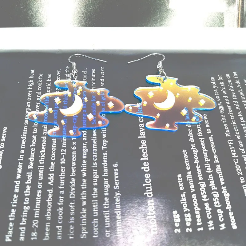 1 пара сережек в виде звезд и Луны с облаками звездами очаровательные Акриловые