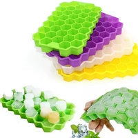 37 cavity ice cube tray honeycomb ice cube mold food grade flexible reusable silicone ice molds for summer whiskey cocktail