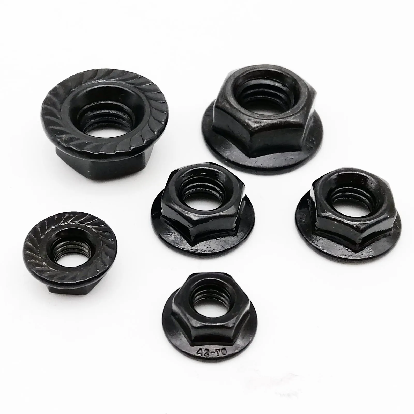 

2/10pc M3 M4 M5 M6 M8 M10 M12 High Quality Black A2-70 304 Stainless Steel Hex Head Serrated Spinlock Flange Nut Locknut DIN6923