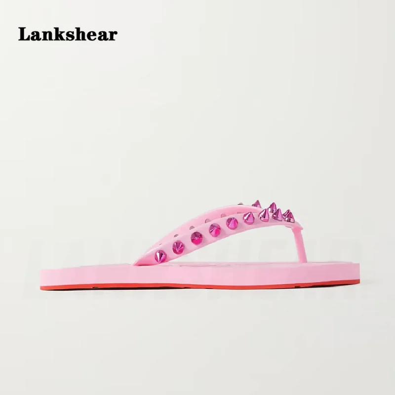 Summer Color Rivets Women's Flip Flops Women's Beach Slippers Fashion Breathable Casual Ladies Non-Slip Outdoor Sandals Slipper