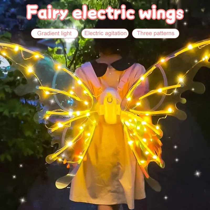 

Party Electric Butterfly Wings Costume Elf Luminous Wings Fairy Wings For Kids Teen Angel Glowing Shiny Dress Up Prop Decor Gift