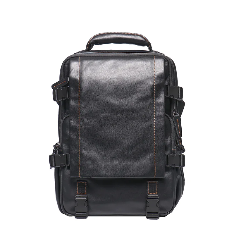 Модный мужской дорожный рюкзак из воловьей кожи вместительный школьный ранец