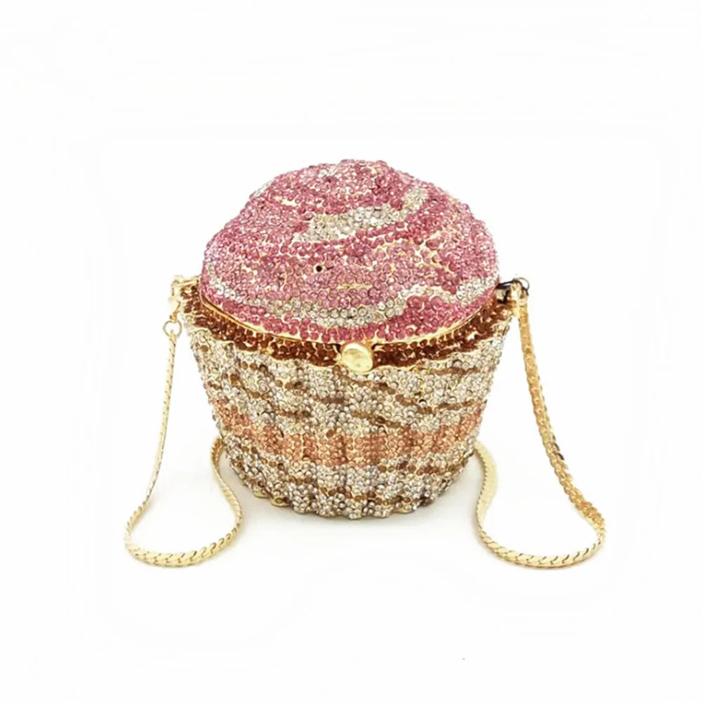Fashion Diamond-encrusted Cake Hollow Evening Bag Women Dinner Messenger Chain Clutch Bag Bridal Creative Trend For Girls BM088