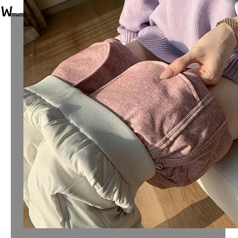 

Women Oversize 4XL Black White Harem Down Winter Pants Ankle Elastic High Waist Warm Sweatpants Streetwear Thicken Cotton Pants