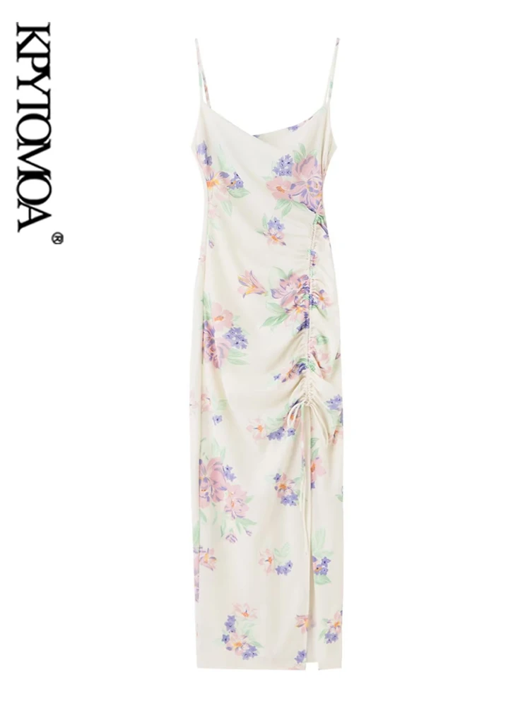 

KPYTOMOA женское модное платье миди с завязками с принтом ДРАПИРОВАННОЕ с открытой спиной на молнии с тонкими бретельками женские платья Mujer