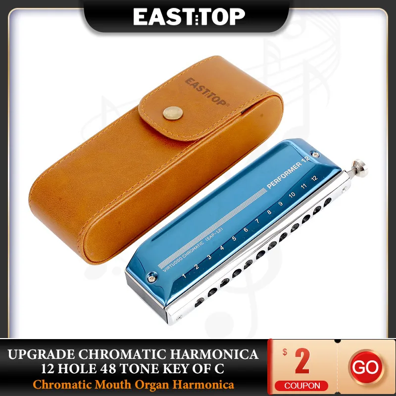 EASTTOP EAP12 12 Holes 48 Tone Chromatic Harmonica Key Of C Chromatic Mouth Organ Harmonica For Adults Students  Professionals